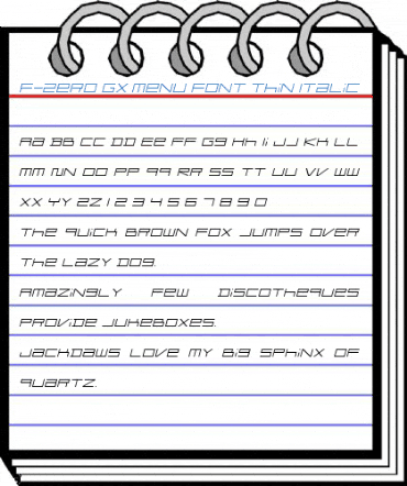 F-Zero GX Menu Font Thin Italic Font