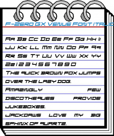 F-Zero GX Venue Font Italic Font