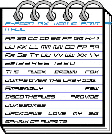 F-Zero GX Venue Font SemLtOb Italic Font