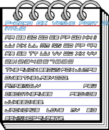 F-Zero GX Venue Font Outlines Italic Font