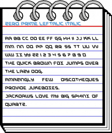 Zero Prime Leftalic Italic Font
