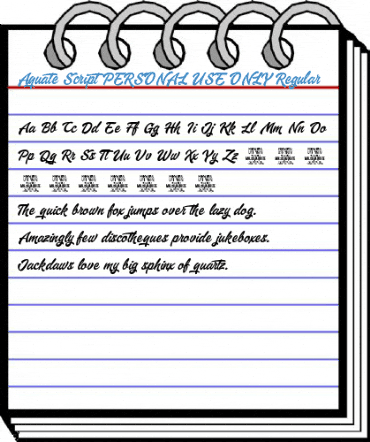 Aquate Script PERSONAL USE ONLY Regular Font