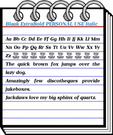 Blaak ExtraBold PERSONAL USE Italic Font