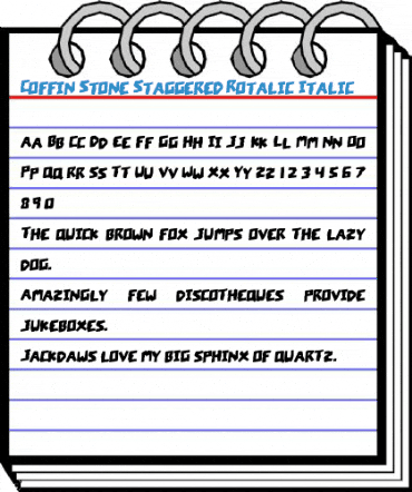 Coffin Stone Staggered Rotalic Italic Font