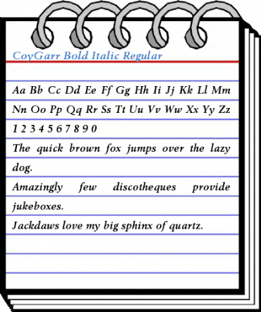 CoyGarr Bold Italic Regular Font