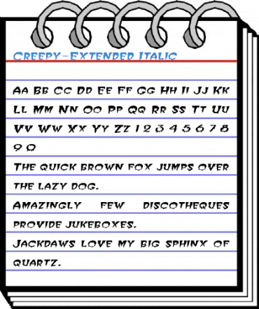 Creepy-Extended Italic Font