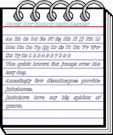 Dover Hvy Hollow Italic Regular Font