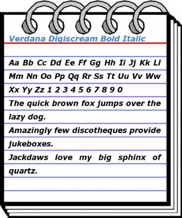 Verdana Digiscream Bold Italic Font