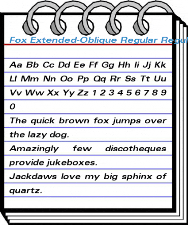Fox Extended-Oblique Regular Regular Font