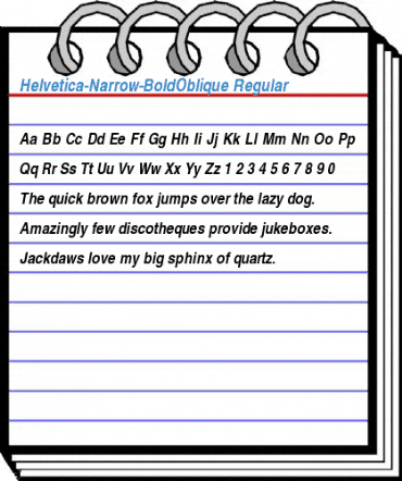 Helvetica-Narrow-BoldOblique Regular Font