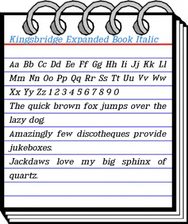 Kingsbridge Expanded Book Italic Font