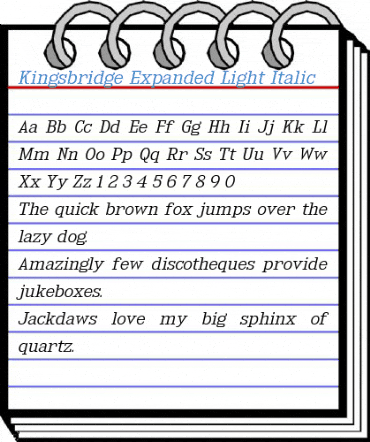 Kingsbridge Expanded Light Italic Font