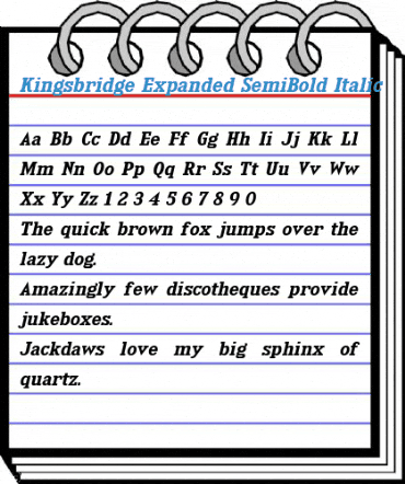 Kingsbridge Expanded SemiBold Italic Font