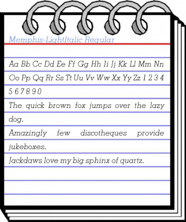 Memphis-LightItalic Regular Font