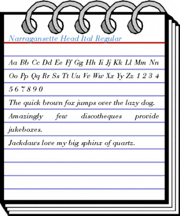 Narragansette Head Ital Regular Font