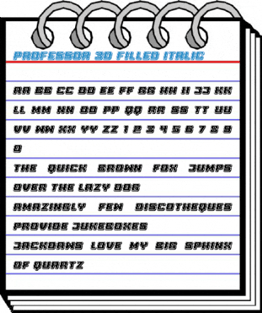 Professor 3D Filled Italic Font