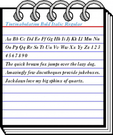 Tintinabulation Bold Italic Regular Font