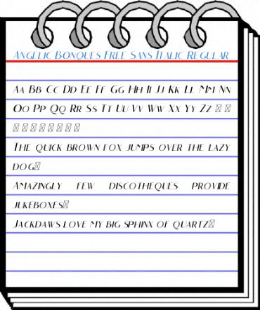 Angelic Bonques Free Sans Italic Regular Font