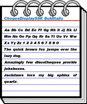 ChoqueDisplaySSK BoldItalic Font
