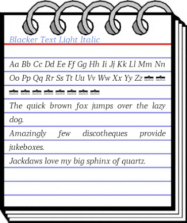 Blacker Text Light Italic Font