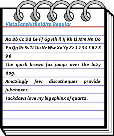 VistaSansAltBoldIta Regular Font