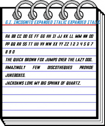 G.I. Incognito Expanded Italic Expanded Italic Font