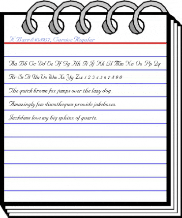 K Barr頭 Cursive Regular Font