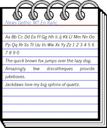 News Gothic MT Eo Italic Font