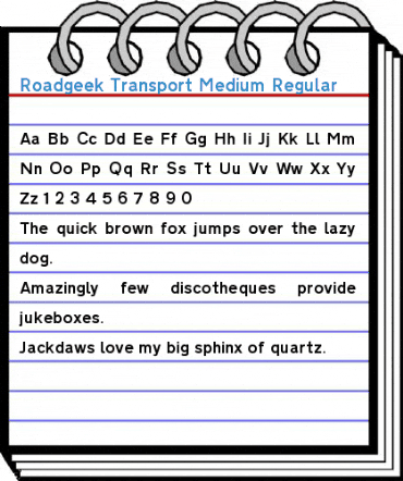 Roadgeek Transport Medium Regular Font