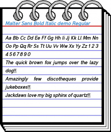 Malter Sans Bold Italic demo Regular Font