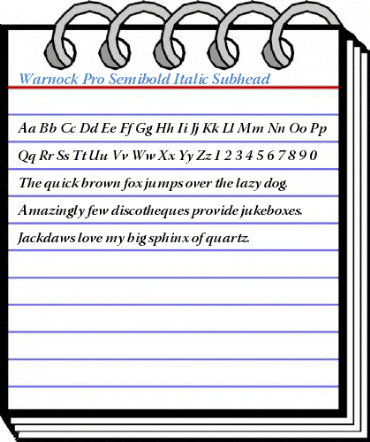 Warnock Pro Semibold Italic Subhead Font
