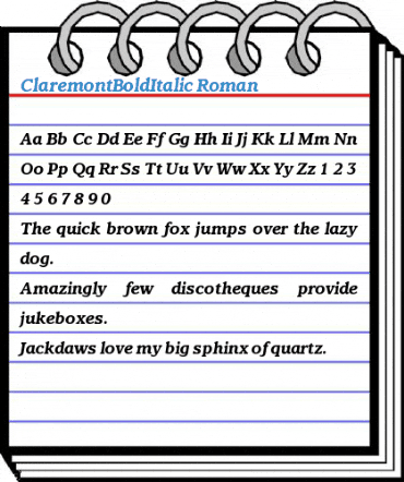 ClaremontBoldItalic Roman Font
