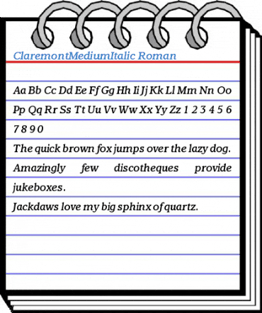 ClaremontMediumItalic Roman Font