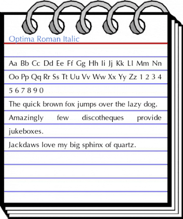 Optima Roman Italic Font