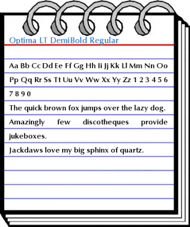 Optima LT DemiBold Regular Font