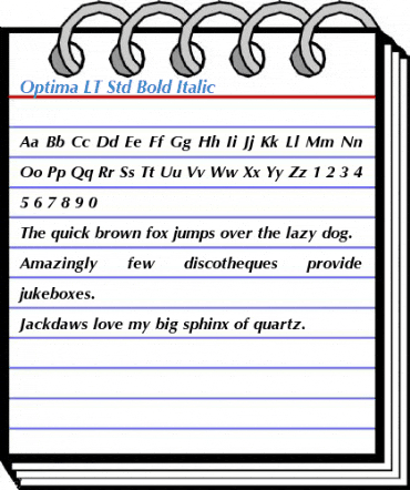 Optima LT Std Bold Italic Font