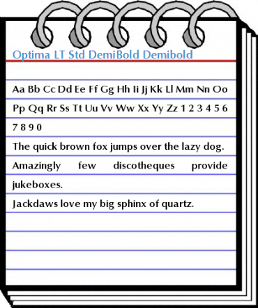 Optima LT Std DemiBold Demibold Font