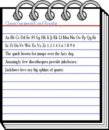 ClassicGaramondCond Regular Font