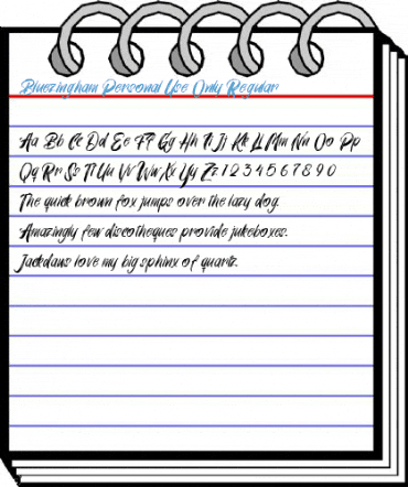 Bluezingham Personal Use Only Regular Font