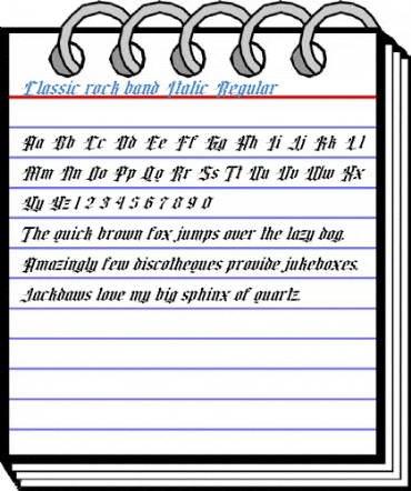 Classic rock band Italic Regular Font