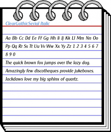 ClearGothicSerial Italic Font
