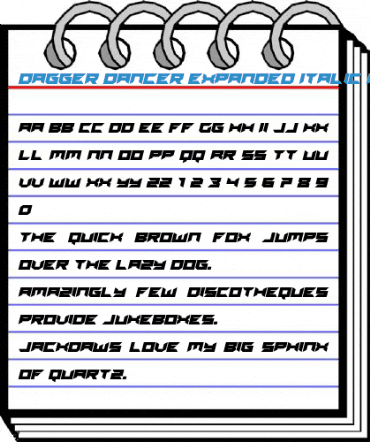 Dagger Dancer Expanded Italic Regular Font