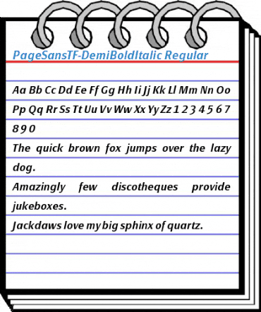 PageSansTF-DemiBoldItalic Regular Font