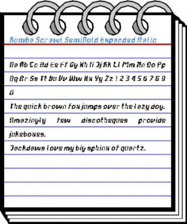 Kumba Scrawl SemiBold Expanded Italic Font