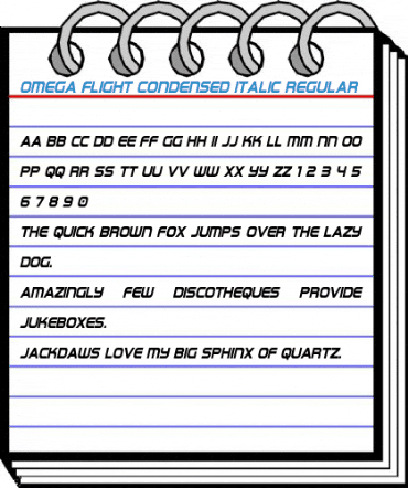 Omega Flight Condensed Italic Regular Font