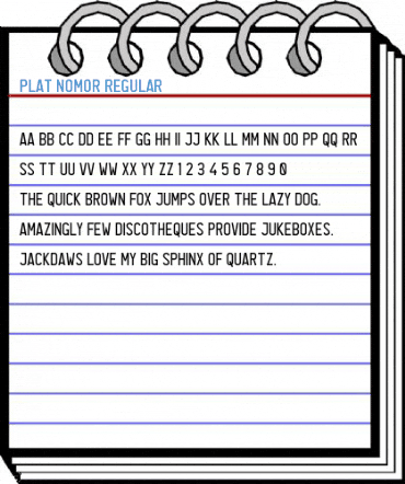 Plat Nomor Regular Font