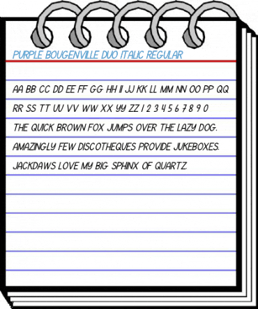 Purple Bougenville Duo Italic Regular Font
