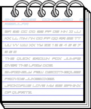 Sky Ridge Condensed Out Italic Regular Font