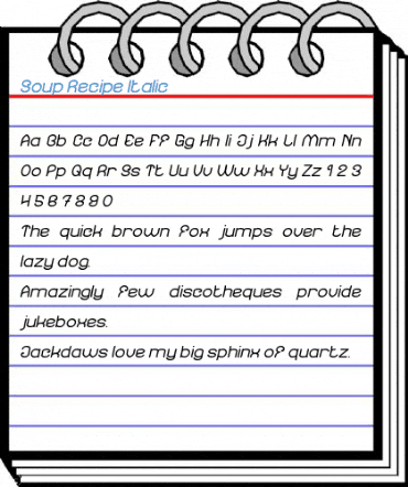 Soup Recipe Italic Font