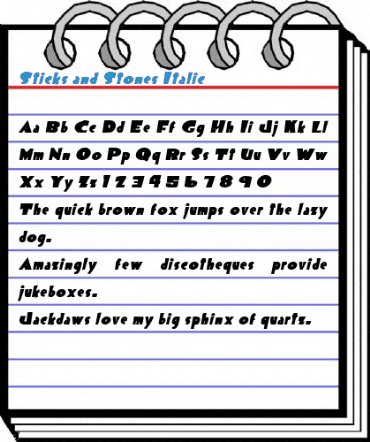 Sticks and Stones Italic Font